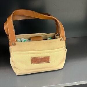 Vintage Fossil leather and canvas mini bag